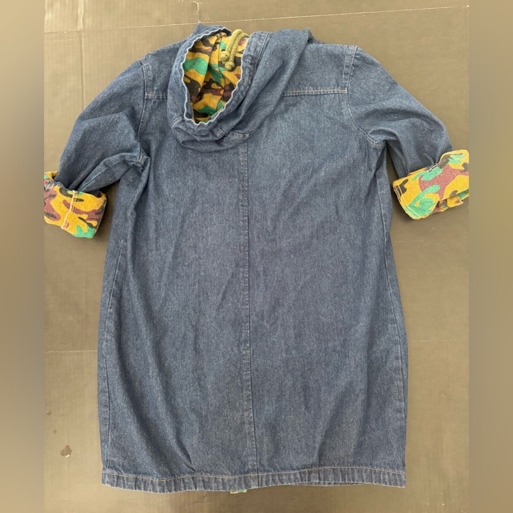 Cellabie Blue Denim Camo Accent Hooded Coat Sz XL - Picture 4 of 4
